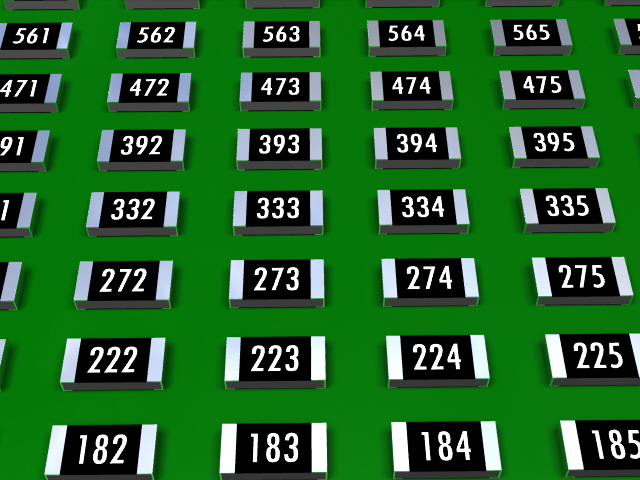 e 12系列贴片电阻SMD，尺寸1206，带数值标记